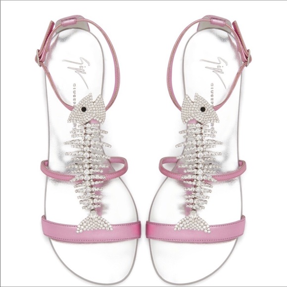 Giuseppe Zanotti Shoes - Giuseppe Zanotti Fish Skeleton Pink Flats Sandal 7